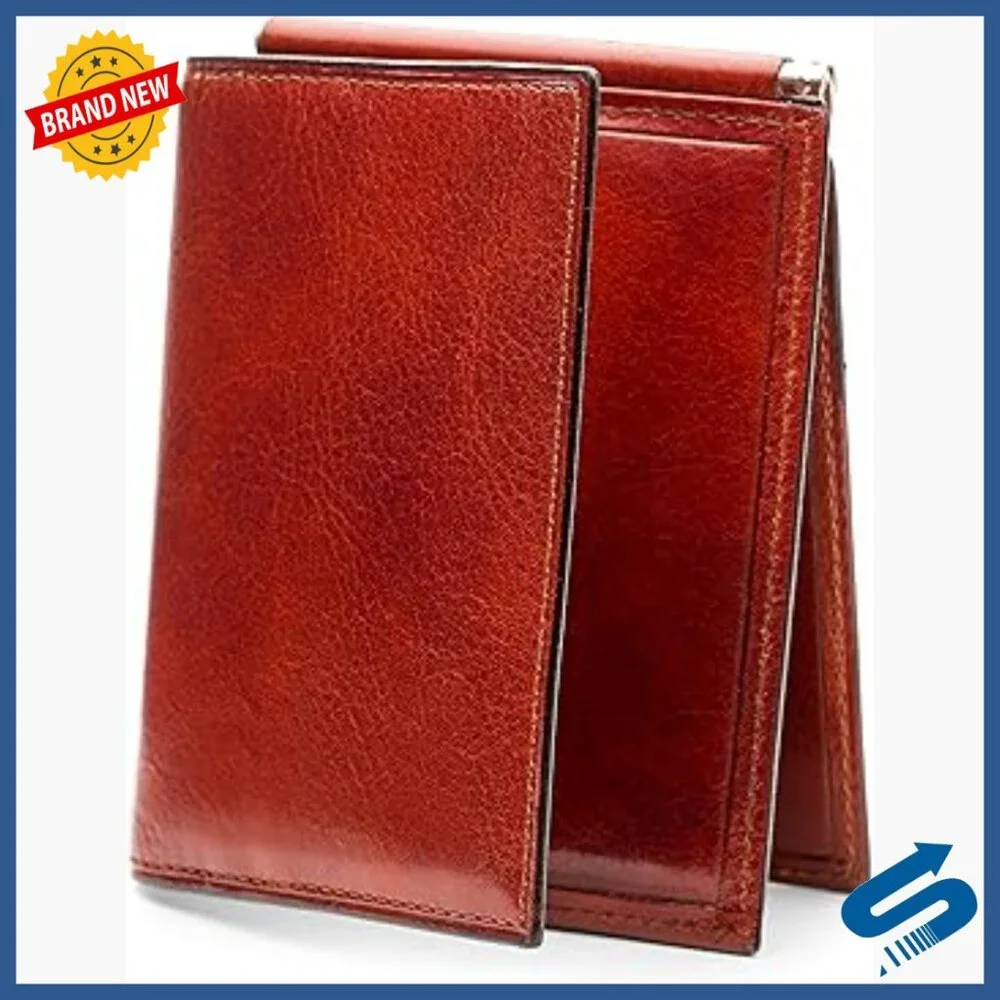 Leather Money Clip Wallet with Card Case Pocket for Men